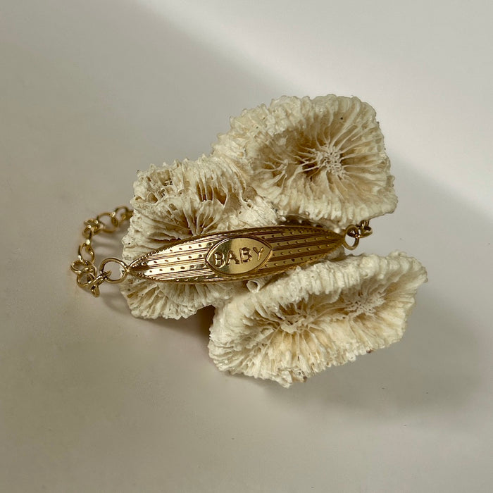 Victorian Antique Gold 'Baby' Bar ID Style  Bracelet