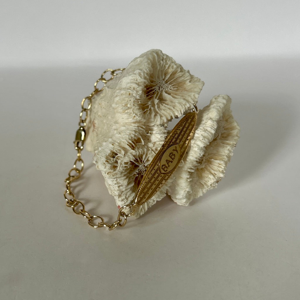 Victorian Antique Gold 'Baby' Bar ID Style  Bracelet