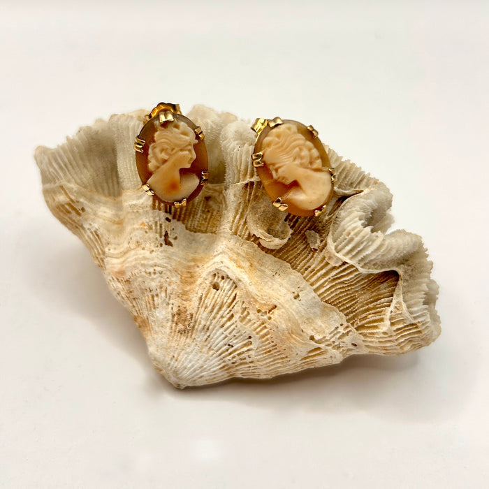 Gold and Cameo Antique Earrings