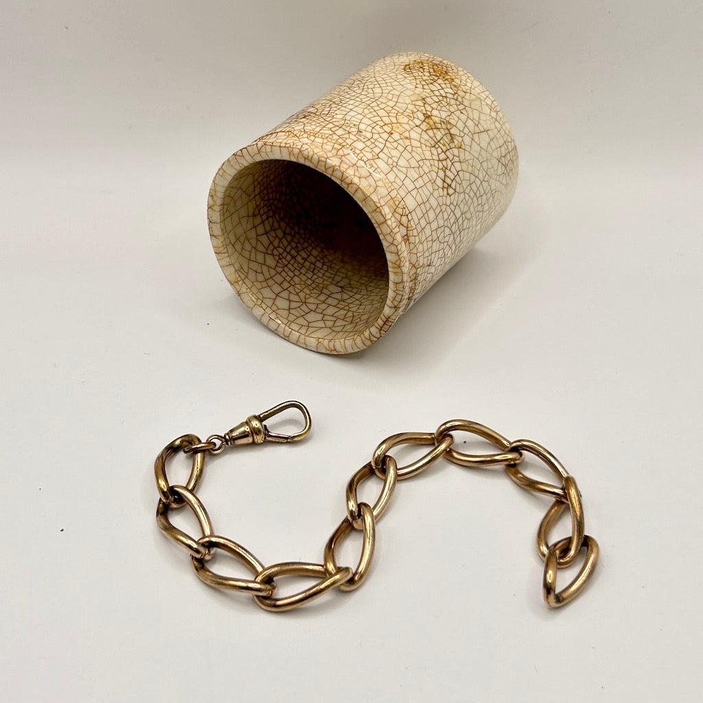 Heavy Victorian Elongated Curb Link Bracelet