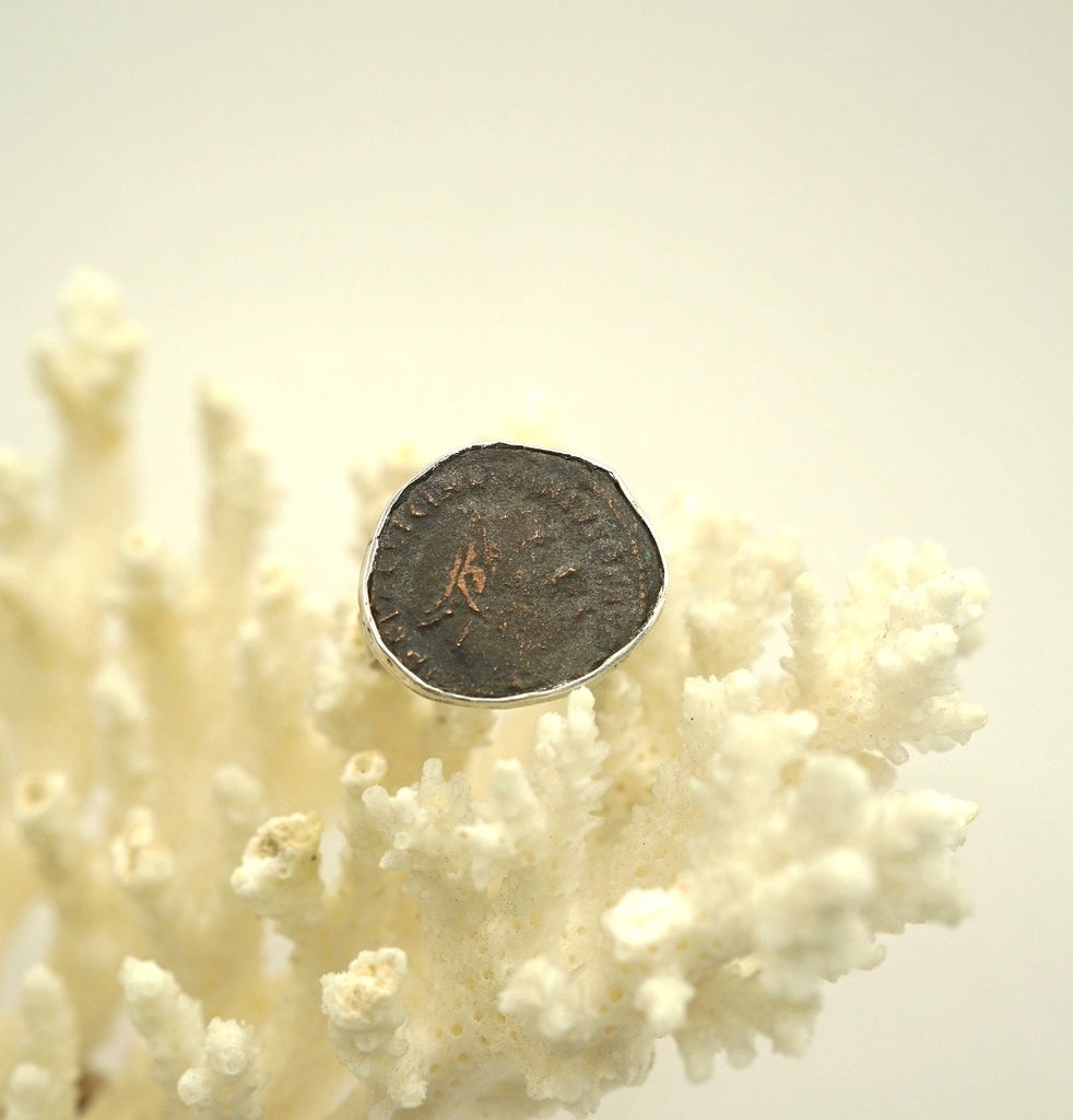 Bronze and Silver Roman Coin Ring