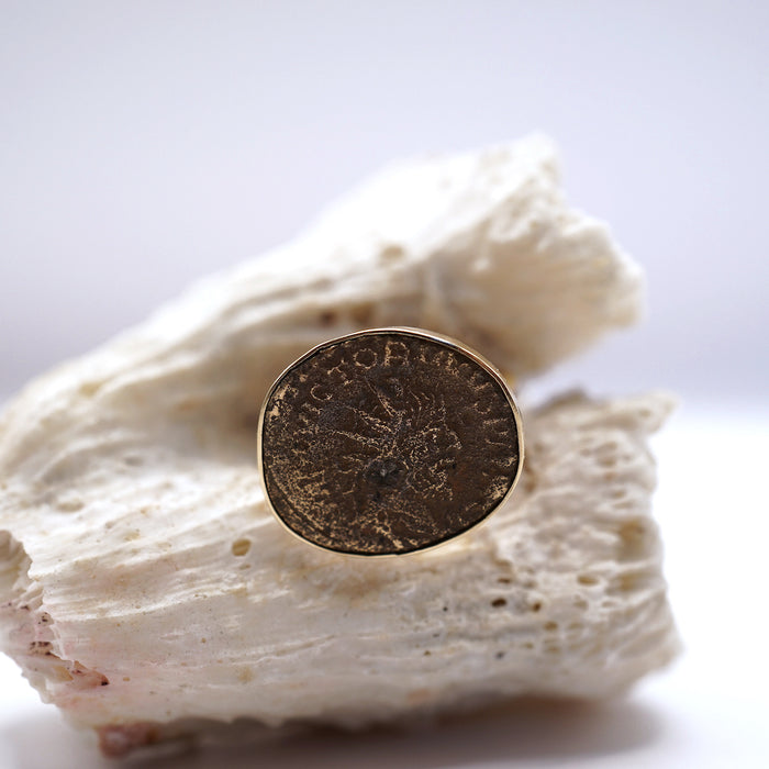 Gold Mounted Roman Coin Ring
