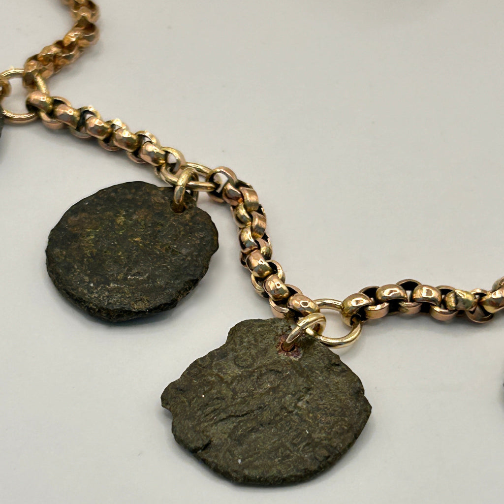 Gold and Roman Coin Charm Bracelet
