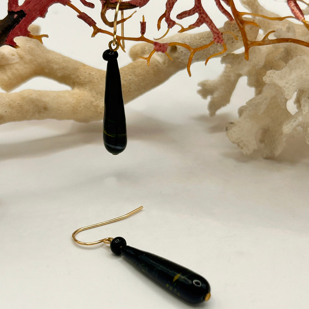 Murano  Glass Torpedo Drop Hook Earrings