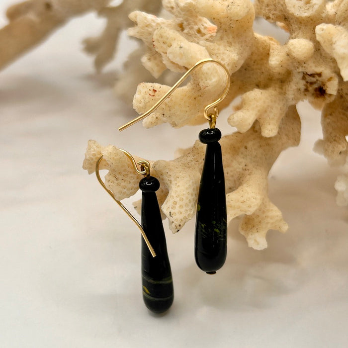 Murano  Glass Torpedo Drop Hook Earrings