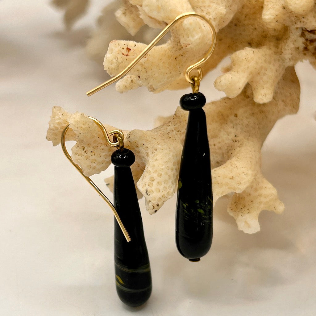 Murano  Glass Torpedo Drop Hook Earrings