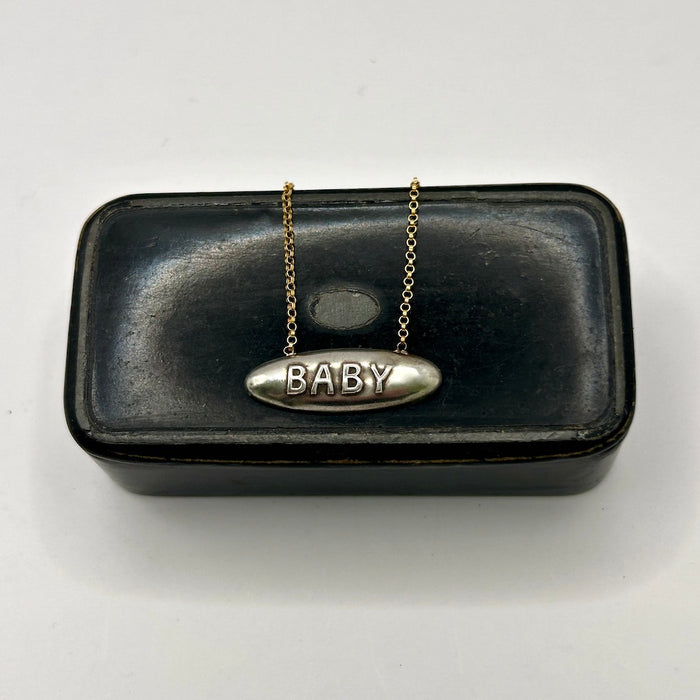 Silver and Gold Antique Oval Baby Necklace