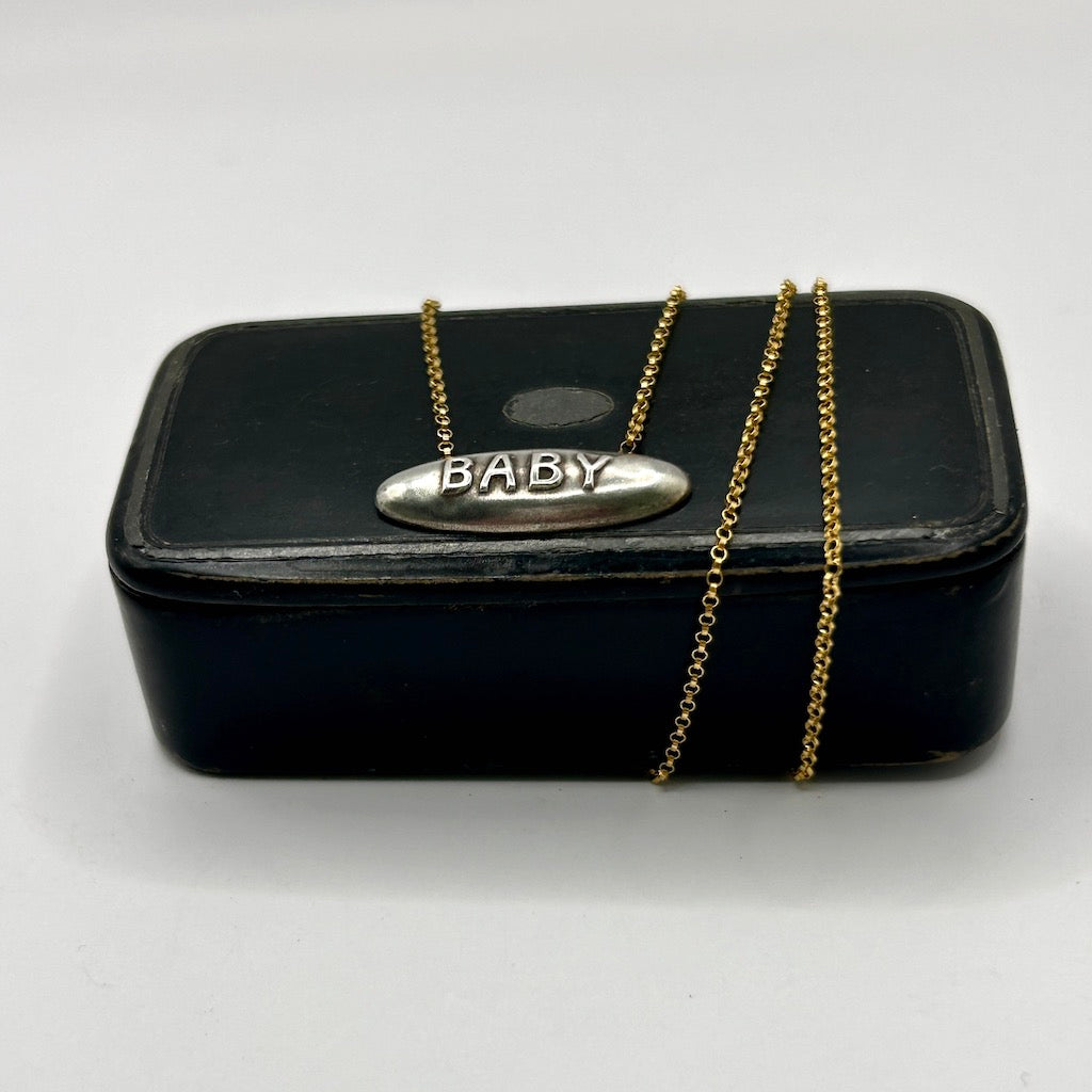 Silver and Gold Antique Oval Baby Necklace