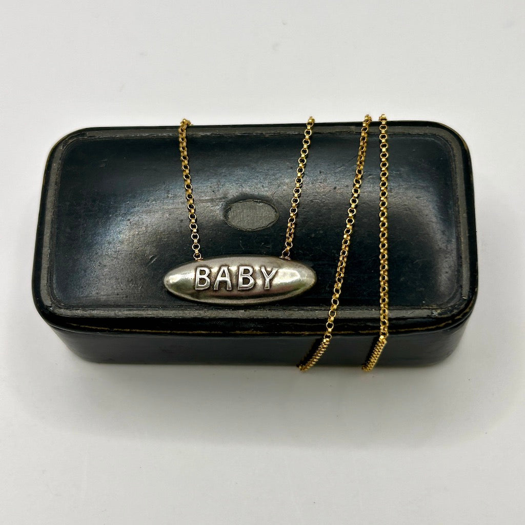 Silver and Gold Antique Oval Baby Necklace