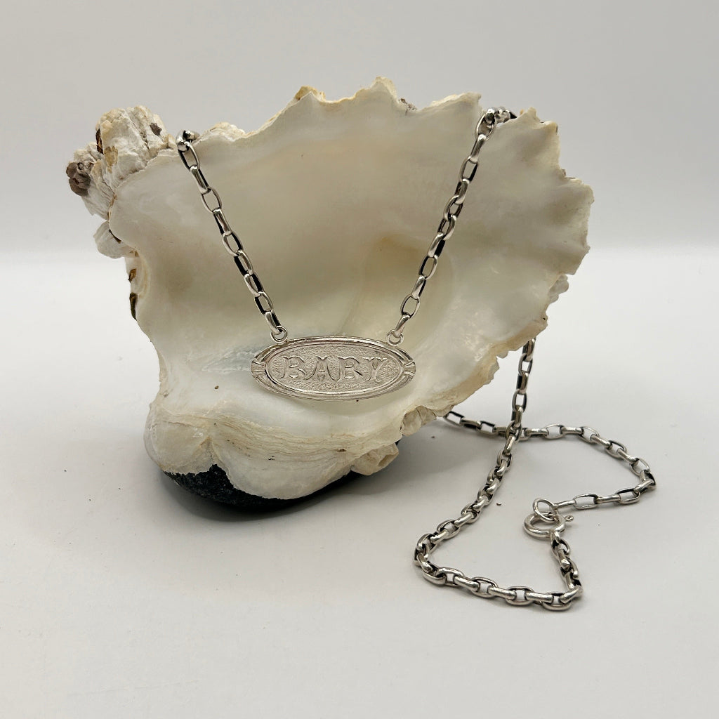 Oval Silver Baby Necklace 