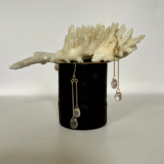 Rose Quartz and Gold Drop Earrings