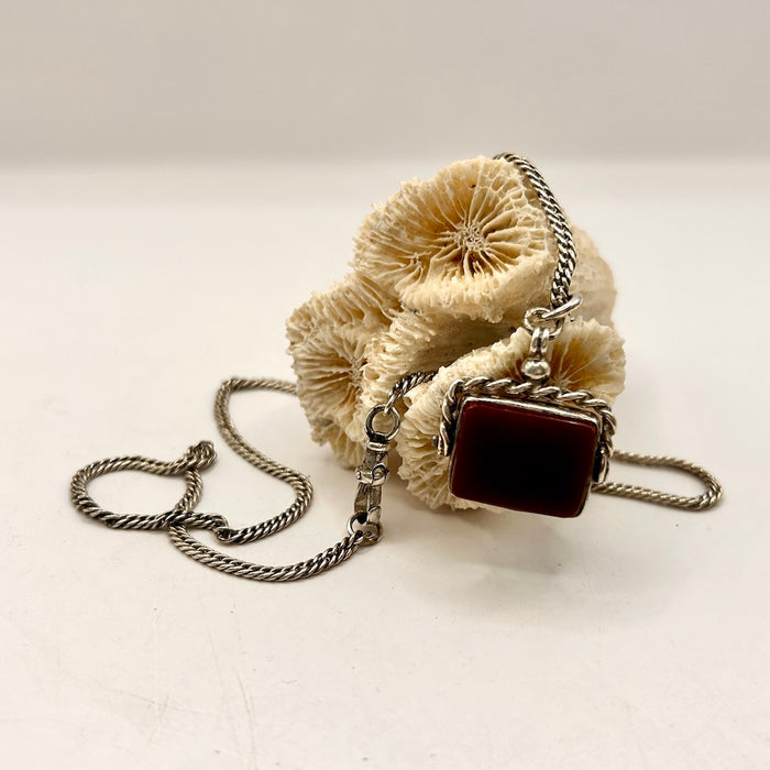 Victorian (1874) Silver Fob and Antique Chain Necklace