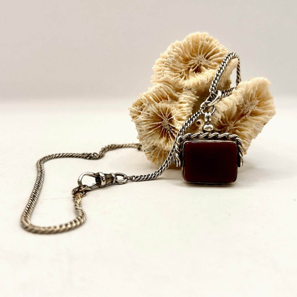 Victorian (1874) Silver Fob and Antique Chain Necklace