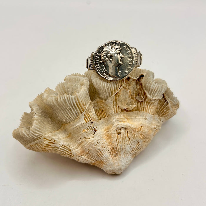 Gentleman's Sterling Silver Roman Coin Cast Ring