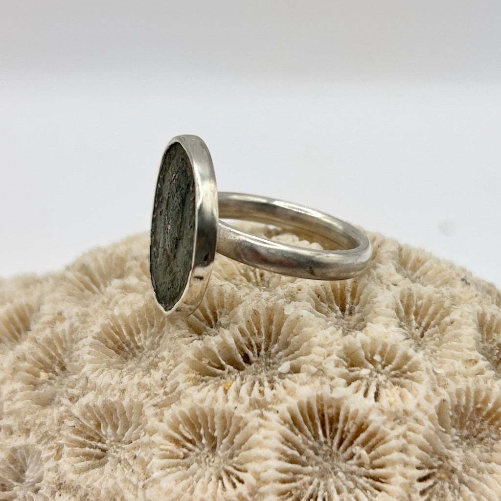 Antique Bronze and Silver Roman Coin Ring