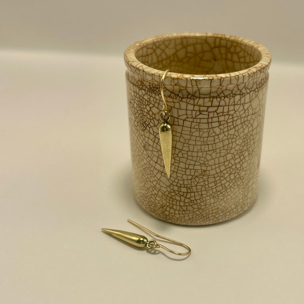 Gold Vintage 1960's Torpedo Drop Earrings