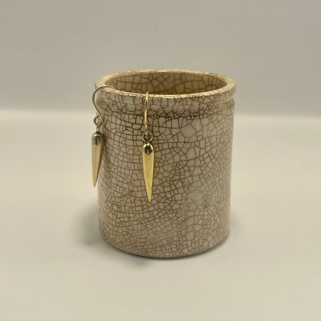 Gold Vintage 1960's Torpedo Drop Earrings