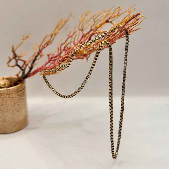 Victorian Box Link Gold Guard Chain Necklace