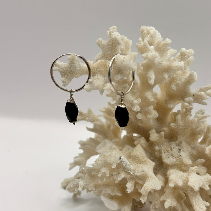 Silver and Victorian Jet Hoops