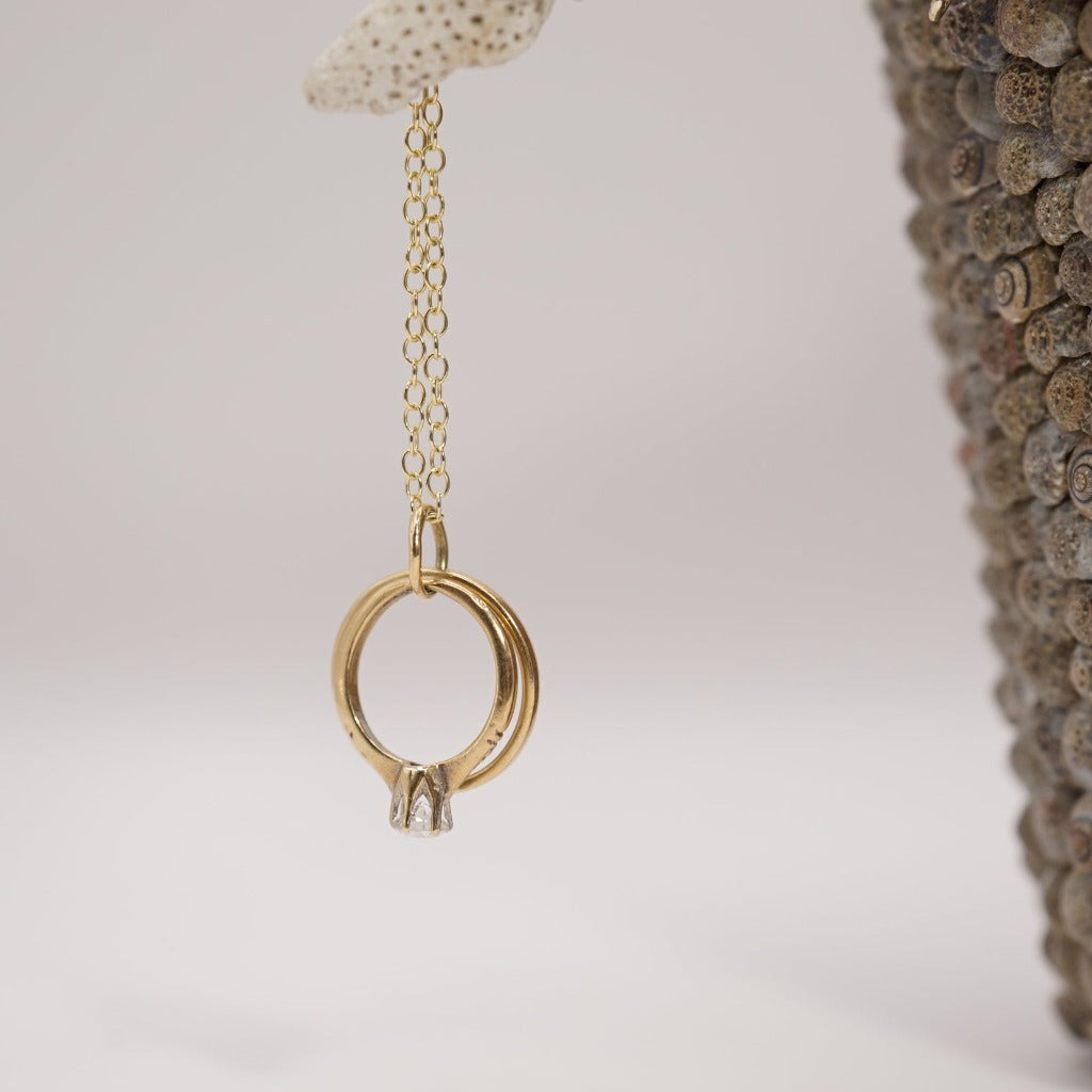 Gold Wedding Ring Charm Necklace, Badgers Velvet