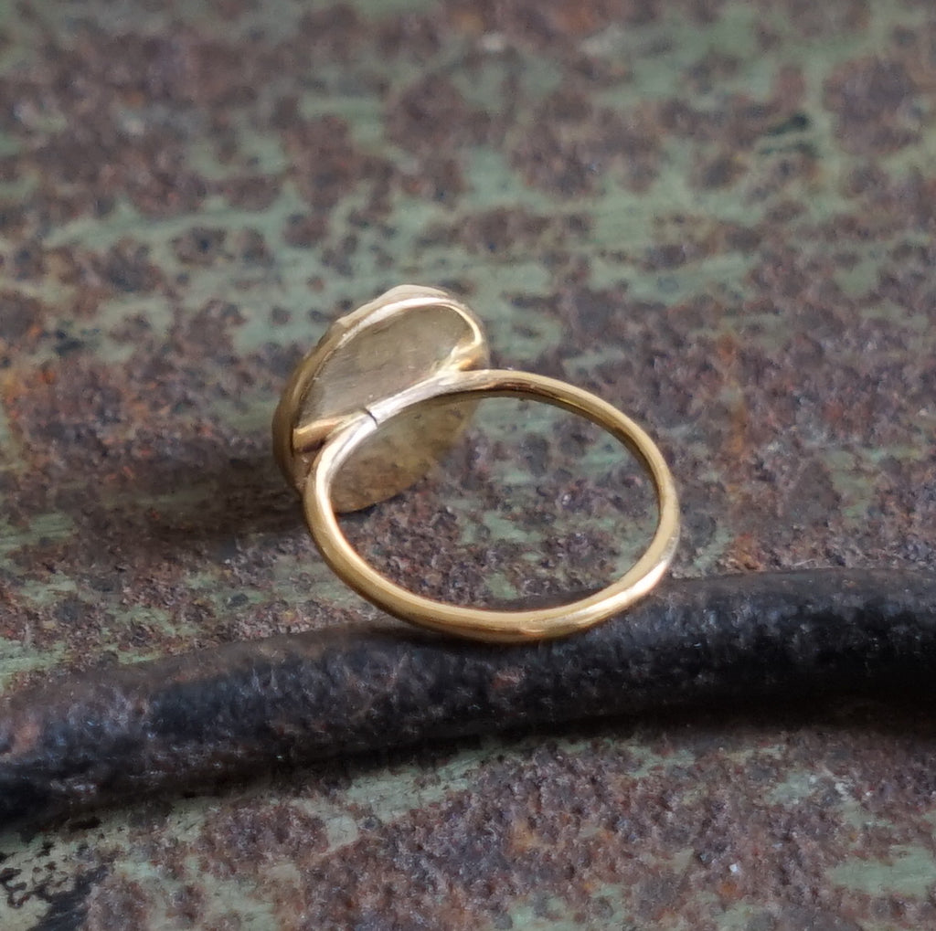 9ct Gold Ring with Bronze Inset.