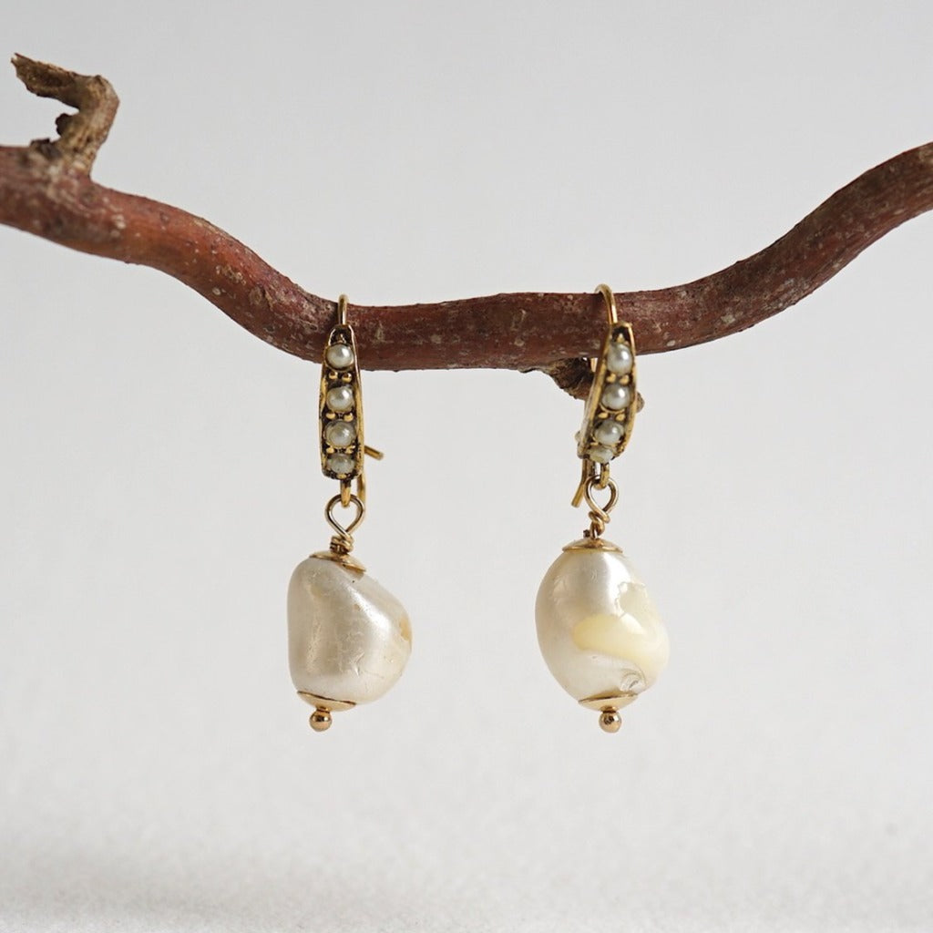 Baroque Pearl & Seed Pearl Earrings