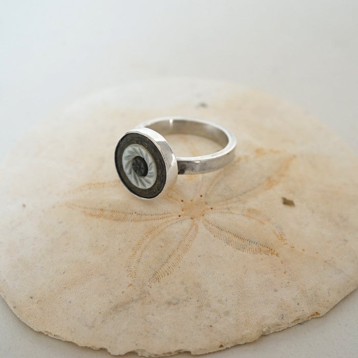 Bronze & Silver Ring with Mother of Pearl Badger's Velvet