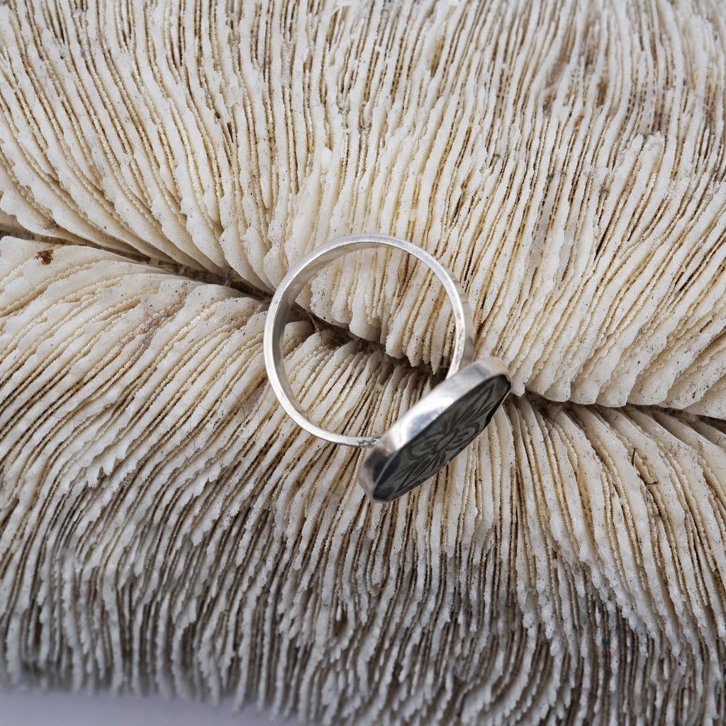 Silver and Etched Bronze Chunky Ring