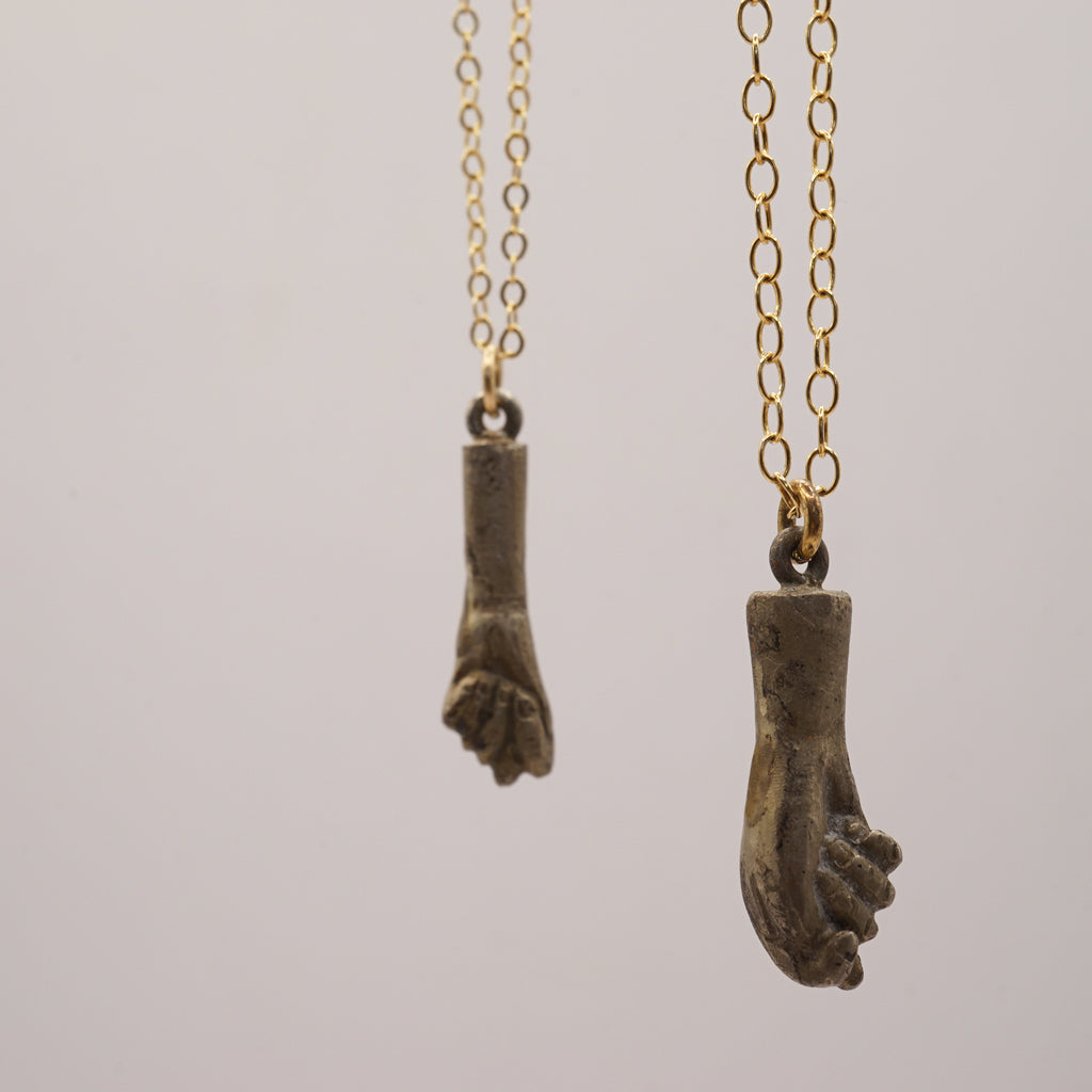 Antique Bronze Figa and Gold Chain, Badgers Velvet