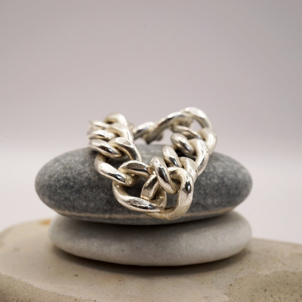 Curb chain silver ring