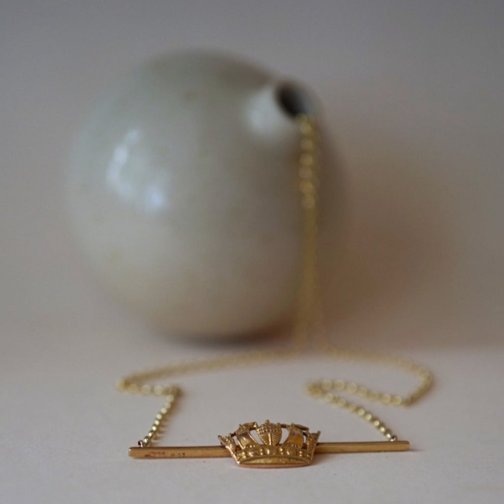 Antique 9ct Gold Crown Necklace Badger's Velvet