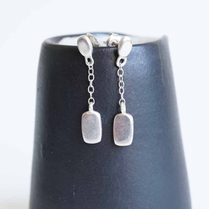 Modernist Silver Drop  Earrings