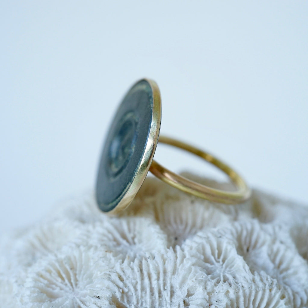 Badger's Velvet Large Gold and Bronze Bobbly Ring