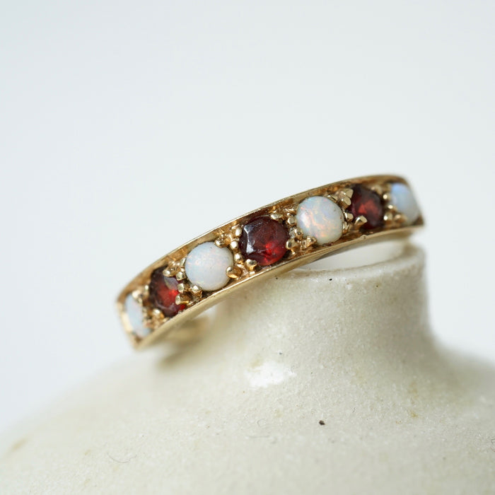 Antique Opal and Garnet Eternity Ring