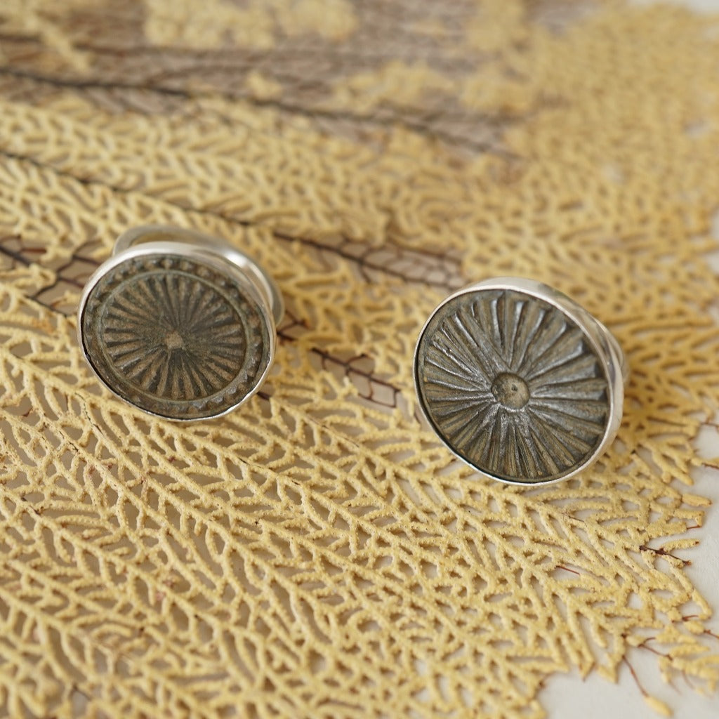 Silver and Bronze Etched Sun Ring