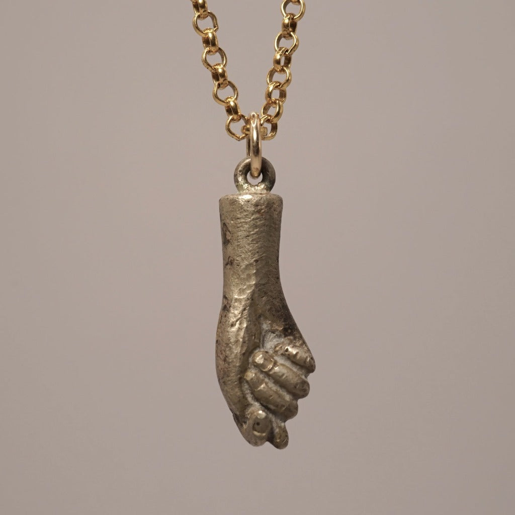 Antique Bronze Figa and Gold Chain, Badger's Velvet