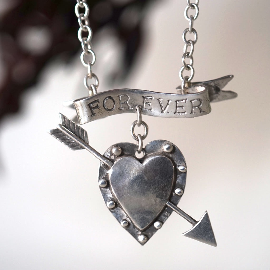 Handmade Unique Silver Forever Valentine Necklace