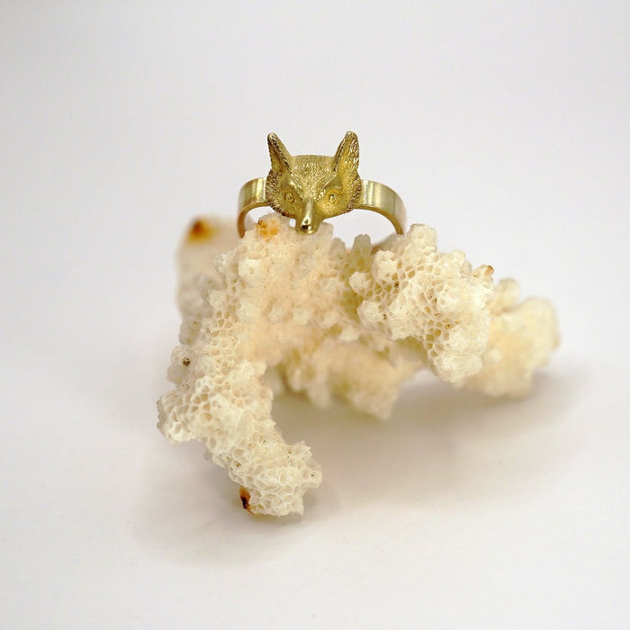 9ct Gold Fox Head Ring, Badgers Velvet
