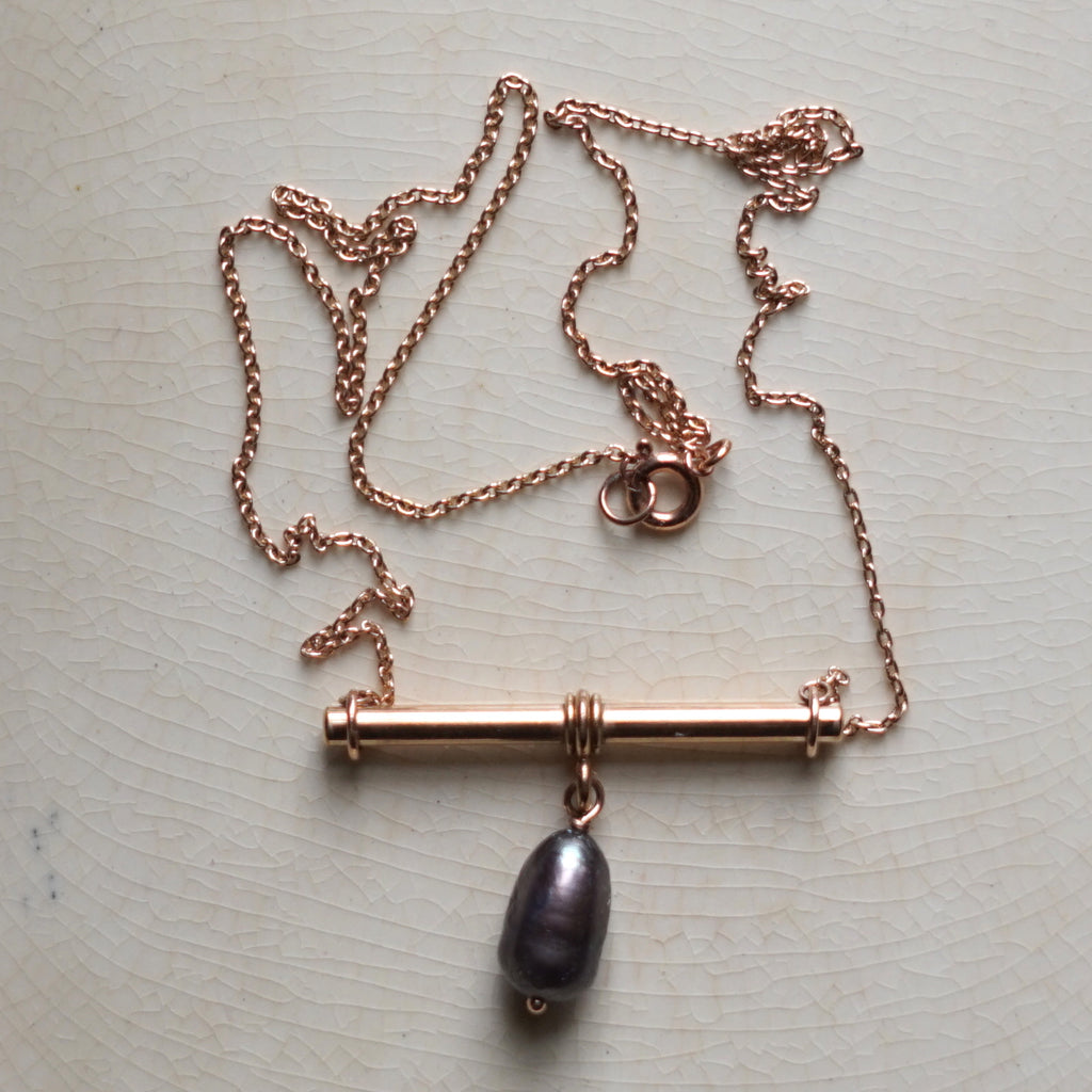 Rose Gold Antique pocket Watch T. Bar Necklace