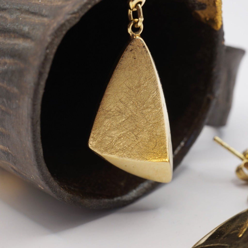 9ct Gold Mid Century Triangle Earrings