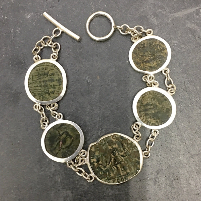 Silver & Roman coin bracelet, Roman coins, Roman jewellery 