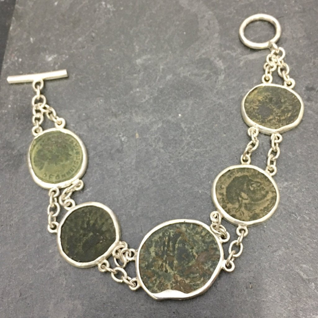 Silver & Roman coin bracelet, Roman coins, Roman jewellery 