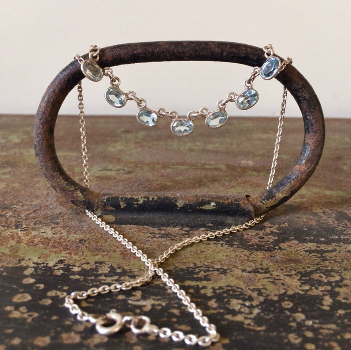 Vintage Aquamarine & Silver Necklace 