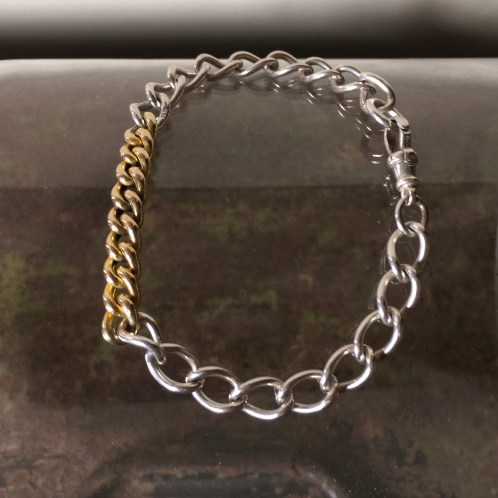 Victorian Gold Curb chain & Silver bracelet 