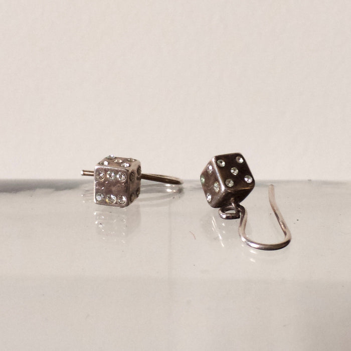 Silver Dice Vintage Earrings