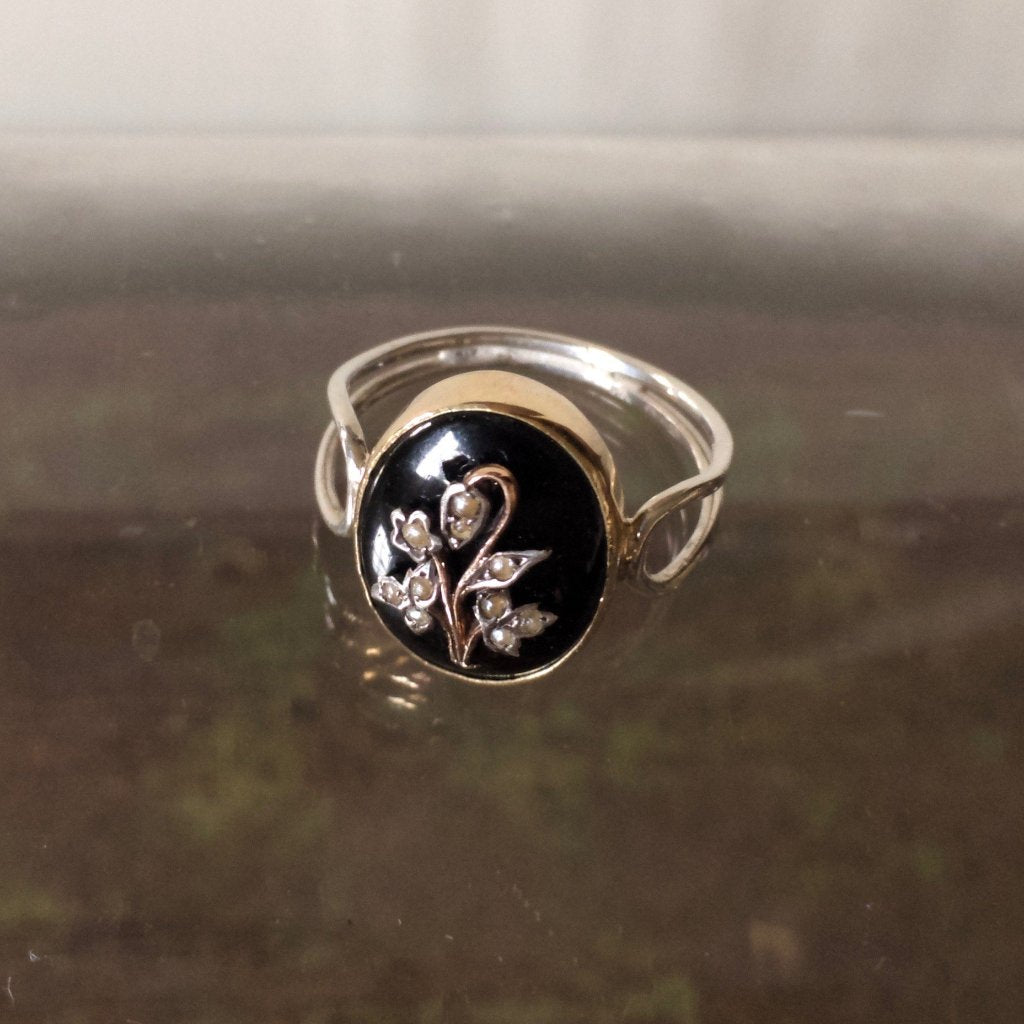 Gold, Silver & Seed Pearl Victorian Forget Me Not Ring