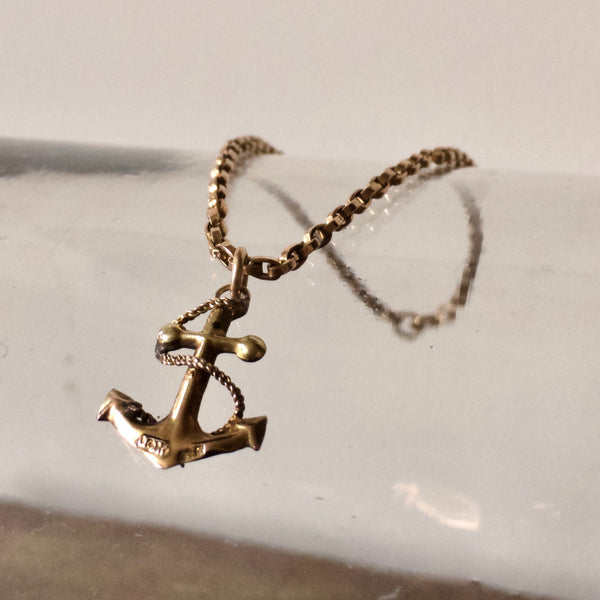 Late 19thC Gold Belcher Chain Bracelet with Anchor Charm – Badgers' Velvet