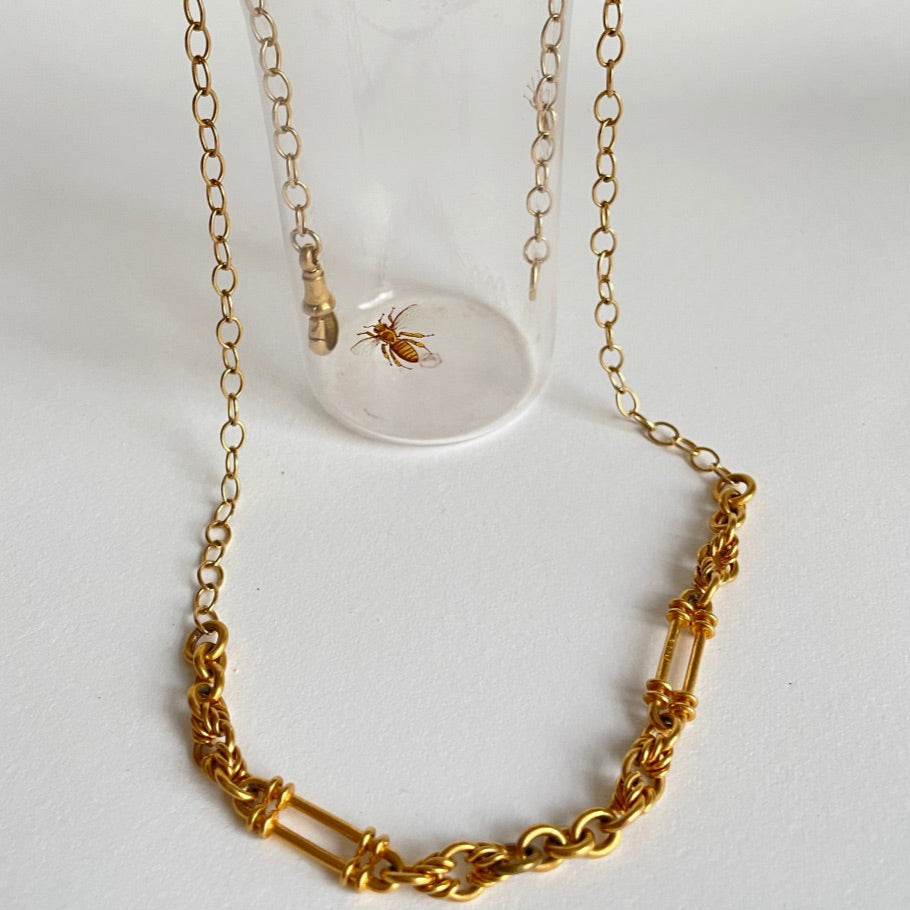 Victorian Trombone Watch Chain Necklace, Badgers Velvet
