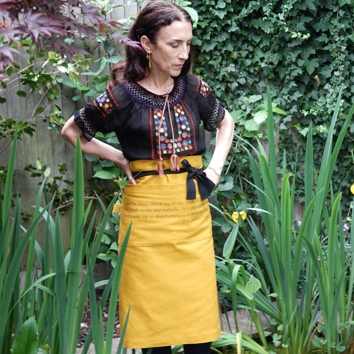 Ochre linen waist apron