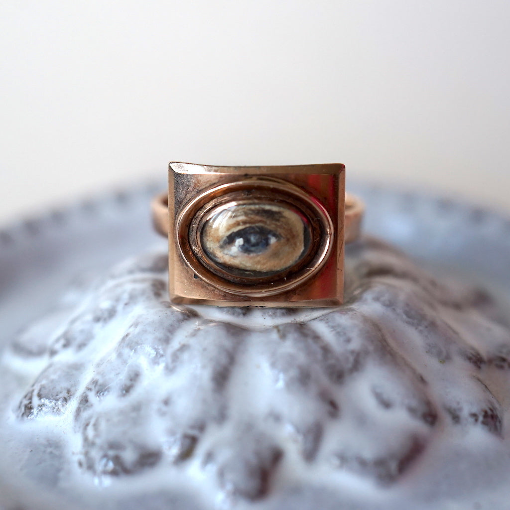 Georgian Original Antique Gold Lover's Eye Ring